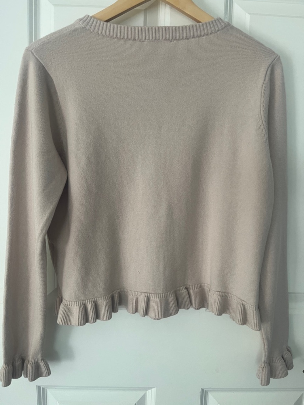 Vila Milano ruffle cardigan, sand color with ballet pink tone sz medium - Picture 4 of 4